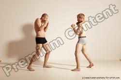 Underwear Martial art Man - Man White Moving poses Slim Short Blond Dynamic poses Academic